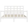 Cama Matrimonial | Cama Para Adultos | Estructura De Cama Con Cabecero Madera Maciza Blanco 160x200 Cm Cfw810053