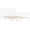 Cama Matrimonial | Cama Para Adultos | Estructura De Cama Con Cabecero Madera Maciza Blanco 160x200 Cm Cfw224949