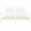 Cama Matrimonial | Cama Para Adultos | Estructura De Cama Con Cabecero Madera Maciza Blanco 160x200 Cm Cfw890929