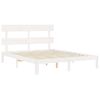 Cama Matrimonial | Cama Para Adultos | Estructura De Cama Con Cabecero Madera Maciza Blanco 160x200 Cm Cfw926588