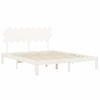 Cama Matrimonial | Cama Para Adultos | Estructura De Cama Con Cabecero Madera Maciza Blanco 160x200 Cm Cfw688322