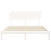 Cama Matrimonial | Cama Para Adultos | Estructura De Cama Con Cabecero Madera Maciza Blanco 160x200 Cm Cfw688322