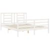 Cama Matrimonial | Cama Para Adultos | Estructura De Cama Con Cabecero Madera Maciza Blanco 160x200 Cm Cfw441946