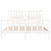 Cama Matrimonial | Cama Para Adultos | Estructura De Cama Con Cabecero Madera Maciza Blanco 160x200 Cm Cfw629720