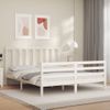 Cama Matrimonial | Cama Para Adultos | Estructura De Cama Con Cabecero Madera Maciza Blanco 160x200 Cm Cfw530230