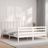 Cama Matrimonial | Cama Para Adultos | Estructura De Cama Con Cabecero Madera Maciza Blanco 160x200 Cm Cfw530230