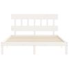 Cama Matrimonial | Cama Para Adultos | Estructura De Cama Con Cabecero Madera Maciza Blanco 160x200 Cm Cfw374643