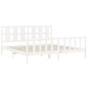 Cama Matrimonial | Cama Para Adultos | Estructura De Cama Con Cabecero Madera Maciza Blanco 180x200 Cm Cfw595794