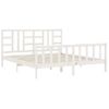 Cama Matrimonial | Cama Para Adultos | Estructura De Cama Con Cabecero Madera Maciza Blanco 180x200 Cm Cfw831772