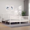 Cama Matrimonial | Cama Para Adultos | Estructura De Cama Con Cabecero Madera Maciza Blanco 200x200 Cm Cfw460150