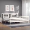 Cama Matrimonial | Cama Para Adultos | Estructura De Cama Con Cabecero Madera Maciza Blanco 200x200 Cm Cfw460150