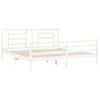 Cama Matrimonial | Cama Para Adultos | Estructura De Cama Con Cabecero Madera Maciza Blanco 200x200 Cm Cfw460150