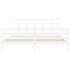 Cama Matrimonial | Cama Para Adultos | Estructura De Cama Con Cabecero Madera Maciza Blanco 200x200 Cm Cfw595989