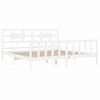 Cama Matrimonial | Cama Para Adultos | Estructura De Cama Con Cabecero Madera Maciza Blanco 200x200 Cm Cfw633818