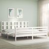 Cama Matrimonial | Cama Para Adultos | Estructura De Cama Con Cabecero Madera Maciza Blanco 200x200 Cm Cfw425895