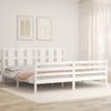 Cama Matrimonial | Cama Para Adultos | Estructura De Cama Con Cabecero Madera Maciza Blanco 200x200 Cm Cfw425895