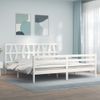 Cama Matrimonial | Cama Para Adultos | Estructura De Cama Con Cabecero Madera Maciza Blanco 200x200 Cm Cfw825789