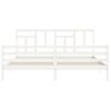 Cama Matrimonial | Cama Para Adultos | Estructura De Cama Con Cabecero Madera Maciza Blanco 200x200 Cm Cfw340866