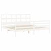 Cama Matrimonial | Cama Para Adultos | Estructura De Cama Con Cabecero Madera Maciza Blanco 200x200 Cm Cfw869684