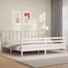 Cama Matrimonial | Cama Para Adultos | Estructura De Cama Con Cabecero Madera Maciza Blanco 200x200 Cm Cfw284694