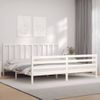 Cama Matrimonial | Cama Para Adultos | Estructura De Cama Con Cabecero Madera Maciza Blanco 200x200 Cm Cfw284694