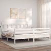 Cama Matrimonial | Cama Para Adultos | Estructura De Cama Con Cabecero Madera Maciza Blanco 200x200 Cm Cfw391954