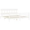 Cama Matrimonial | Cama Para Adultos | Estructura De Cama Con Cabecero Madera Maciza Blanco 200x200 Cm Cfw391954