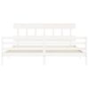 Cama Matrimonial | Cama Para Adultos | Estructura De Cama Con Cabecero Madera Maciza Blanco 200x200 Cm Cfw391954