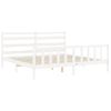 Cama Matrimonial | Cama Para Adultos | Estructura De Cama Con Cabecero Madera Maciza Blanco 200x200 Cm Cfw850589