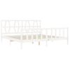 Cama Matrimonial | Cama Para Adultos | Estructura De Cama Con Cabecero Madera Maciza Blanco 200x200 Cm Cfw641213