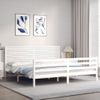 Cama Matrimonial | Cama Para Adultos | Estructura De Cama Con Cabecero Madera Maciza Blanco 200x200 Cm Cfw837499