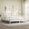 Cama Matrimonial | Cama Para Adultos | Estructura De Cama Con Cabecero Madera Maciza Blanco 200x200 Cm Cfw707893