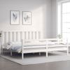 Cama Matrimonial | Cama Para Adultos | Estructura De Cama Con Cabecero Madera Maciza Blanco 200x200 Cm Cfw303230