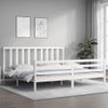 Cama Matrimonial | Cama Para Adultos | Estructura De Cama Con Cabecero Madera Maciza Blanco 200x200 Cm Cfw303230