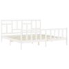 Cama Matrimonial | Cama Para Adultos | Estructura De Cama Con Cabecero Madera Maciza Blanco 200x200 Cm Cfw455057