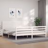 Cama Matrimonial | Cama Para Adultos | Estructura De Cama Con Cabecero Madera Maciza Blanco 200x200 Cm Cfw437396