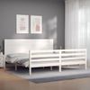 Cama Matrimonial | Cama Para Adultos | Estructura De Cama Con Cabecero Madera Maciza Blanco 200x200 Cm Cfw437396