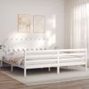 Cama Matrimonial | Cama Para Adultos | Estructura De Cama Con Cabecero Madera Maciza Blanco 200x200cm Cfw696843