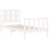 Cama Individual | Cama Para Adultos | Estructura De Cama Con Cabecero Madera Maciza Blanco 90x190 Cm Cfw847378