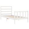 Cama Individual | Cama Para Adultos | Estructura De Cama Con Cabecero Madera Maciza Blanco 90x190 Cm Cfw398237