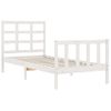 Cama Individual | Cama Para Adultos | Estructura De Cama Con Cabecero Madera Maciza Blanco 90x190 Cm Cfw746381