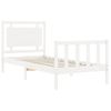 Cama Individual | Cama Para Adultos | Estructura De Cama Con Cabecero Madera Maciza Blanco 90x190 Cm Cfw317881