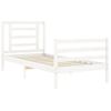 Cama Individual | Cama Para Adultos | Estructura De Cama Con Cabecero Madera Maciza Blanco 90x200 Cm Cfw450705