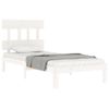 Cama Individual | Cama Para Adultos | Estructura De Cama Con Cabecero Madera Maciza Blanco 90x200 Cm Cfw562262