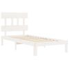 Cama Individual | Cama Para Adultos | Estructura De Cama Con Cabecero Madera Maciza Blanco 90x200 Cm Cfw562262