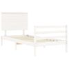 Cama Individual | Cama Para Adultos | Estructura De Cama Con Cabecero Madera Maciza Blanco 90x200 Cm Cfw708753