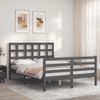 Cama Matrimonial | Cama Para Adultos | Estructura De Cama Con Cabecero Madera Maciza Gris 140x190 Cm Cfw660139