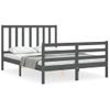 Cama Matrimonial | Cama Para Adultos | Estructura De Cama Con Cabecero Madera Maciza Gris 140x190 Cm Cfw366795