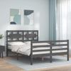 Cama Matrimonial | Cama Para Adultos | Estructura De Cama Con Cabecero Madera Maciza Gris 140x190 Cm Cfw945751