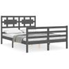 Cama Matrimonial | Cama Para Adultos | Estructura De Cama Con Cabecero Madera Maciza Gris 140x190 Cm Cfw945751